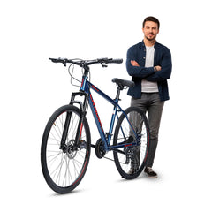 CRADIAC Spark 21 Speed | 18.5 INCH HI-TENSILE Steel Frame | 700C T Hybrid Bike | Front Suspension | Dual DISC