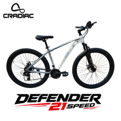 CRADIAC - DEFENDER 21 Speed High Performance Steel Mountain Cycles for Men with Front Suspension & Dual Disc Brake 21 Geared MTB Bike 27.5T | Ideal for 15+ Years, Unisex, Frame Size : 15.5 inch