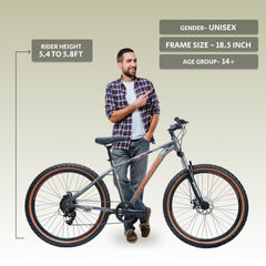 CRADIAC Dexter 7 Speed | 18.5 INCH HI-TENSILE Steel Frame | 27.5T Mountain Bike | Front Suspension | Dual DISC