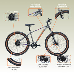 CRADIAC Dexter Single Speed | 18.5 INCH HI-TENSILE Steel Frame | 27.5T Mountain Bike | Front Suspension | Dual DISC