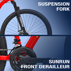 TUNGSTEN - Fire Storm 21 Speed | Hi-Tensile Steel Frame | Dual Disc Brakes | Suspension Fork | Unisex MTB | Ideal for 12+ Years