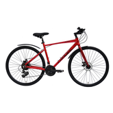 Cradiac Machine LITE 21 Speed 6061 Alloy Hybrid Cycle 21 Geared Bicycle for Men with Rigid Fork & Dual Disc Brake Hybrid Bike | Ideal for 15+ Years, Unisex, Frame Size : 19.5 Inch, Metalic Red