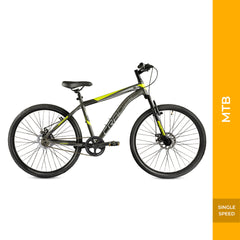 CRADIAC Hustler X7 Single Speed 29 inch High Performance Mountain Cycle for Men with Front Suspension & Dual disc Brakes | Ideal for 14+ Years, Unisex, Frame Size - 18.5 Inch