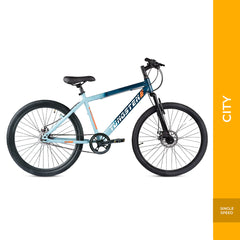 TUNGSTEN - Aviator Single Speed | 26" INCH Mountain Bike | HITENSILE Steel Frame | Dual DISC Brakes | Ideal for 12+ Years | Unisex