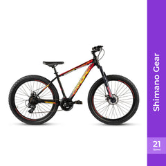 Cradiac Rooster LITE 21 Speed 6061 Alloy MTB Cycle 29 T 21 Speed Gear Bicycle for Men with Front Suspension & Dual Disc Brake Mountain Bike | Ideal for 15+ Years, Unisex, Frame Size : 18 inch, Black