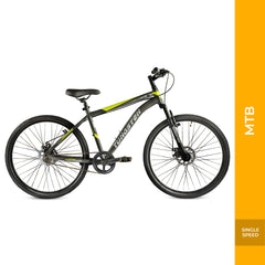 TUNGSTEN - Cross Trak Single Speed | 26" INCH Mountain Bike | HITENSILE Steel Frame | Dual DISC Brake | Front Suspension Fork | Unisex MTB