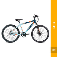 CROW - Spencer Hawk Single Speed | Blue | 27.5 INCH Mountain Bike | Dual DISC Brake | Suspension Fork | HITENSILE Steel Frame | Unisex MTB