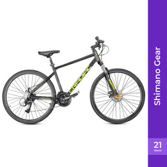 Cradiac Gunner PRO 21 Speed 6061 Alloy Hybrid Cycle 21 Geared Bicycle for Men with Front Lockout Suspension & Disc Brake Hybrid Bike | Ideal for 15+ Years, Unisex, Frame Size : 18.5 Inch, Grey