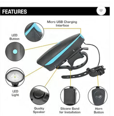 Bicycle Front Light USB Rechargeable Bicycle Light Combo