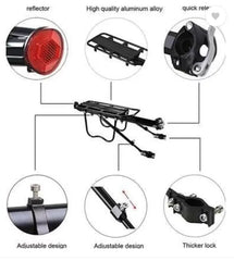 SHIVEXIM Alloy Adjustable Rear Rack 110 Lbs Capacity Aluminium Bicycle Carrier