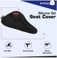 Strauss Silicone Gel Cycle Seat Cover | Bicycle Seat Cover | Cycle Seat Cushion Bicycle Seat Cover Free Size (Black)