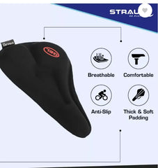Strauss Silicone Gel Cycle Seat Cover | Bicycle Seat Cover | Cycle Seat Cushion Bicycle Seat Cover Free Size (Black)