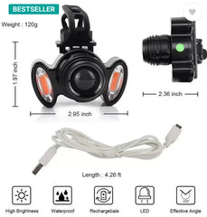 Bicycle Headlight with Warning Lights - Zoom-able 4-Mode