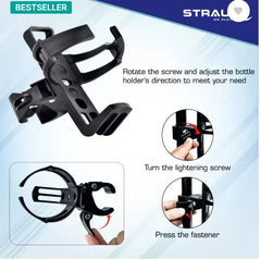 Strauss Cycle Bottle Holder | Water Bottle Holder for Cycle, (Black) Bicycle Bottle Holder