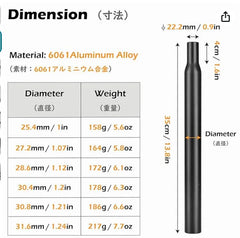 TRIWONDER Bike Seat Post 25.4mm 27.2mm 28.6mm 30.4mm 30.8mm 31.6mm Aluminum 350mm Length Alloy Saddle Pole Bike Seatpost Seat Tube Bicycle Seat Post