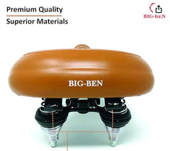 Big-Ben Comfortable Bike Seat for Men and Women,Oversize Bicycle Saddle with Soft Cushion Improves Comfort for Mountain Bike, Road Bicycle, Hibrid and Stationary Exercise Bike