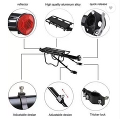 Bicycle Carrier Alloy Adjustable Rear Rack 110 Lbs Capacity Aluminium