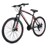 Cradiac Discover PRO 21 Speed Steel High Performance Gear Hybrid Cycles for Men with Front Suspension & Disc Brakes | Ideal for 15+ Years, Unisex, Frame Size : 18.5 Inch | 700 * 35C Tires