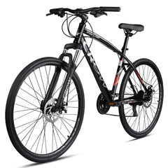 CROW - SPEEDLINER 21 Speed | 700 * 35C Hybrid | 21 Speed Gear Cycle | Dual Disc Brakes | Suspension Fork | HITENSILE Steel Frame | Ideal for Girls/Boys/Men
