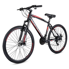 Cradiac Discover PRO 21 Speed Steel High Performance Gear Hybrid Cycles for Men with Front Suspension & Disc Brakes | Ideal for 15+ Years, Unisex, Frame Size : 18.5 Inch | 700 * 35C Tires