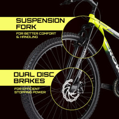 CROW - Stinger X7 Single Speed | 29" INCH Mountain Bike | Dual DISC Brake | HITENSILE Steel Frame | Unisex | Ideal for Boys/Men/Women with 5 to 5.8 FT