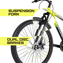 CROW - Stinger Single Speed | 27.5" INCH Mountain Bike | HITENSILE Steel Frame | Dual DISC Brakes | Suspension Fork | Unisex | Ideal for 12+ Years