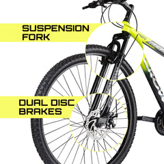 CROW - Stinger 21 Speed | 27.5" INCH Mountain Bike | HITENSILE Steel Frame | Dual DISC Brakes | Suspension Fork | Unisex | Ideal for 12+ Years