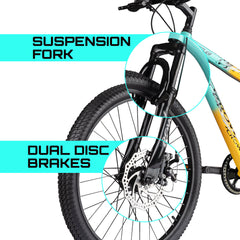 Crow HUSTLER 7 SPEED | DUAL DISC | FRONT SUSPENSION | FULLY FITTED 26 T (inch) Mountain Cycle