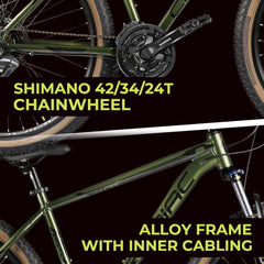 CRADIAC Alpha PRO GEN 2-21 Speed 6061 Alloy Cycle 27.5 T 21 Speed Gear Bicycle For Men With Front Zoom Lockout Suspension & Dual Disc Brake Mountain Bike | 15+ Years, Unisex, 18 Inch, Militorygreen