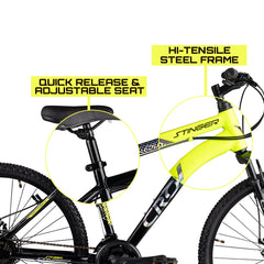 CROW - Stinger 21 Speed | 27.5" INCH Mountain Bike | HITENSILE Steel Frame | Dual DISC Brakes | Suspension Fork | Unisex | Ideal for 12+ Years