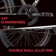 CRADIAC Top Gun Single Speed High Performance Steel Mountain Cycles for Men with Front Suspension & Dual Disc Brake| 26" T Non Geared MTB Bike | Ideal for 14+ Years, Unisex, Frame Size : 17 Inch