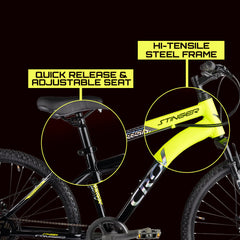 CROW - Stinger 7 Speed | 27.5" INCH Mountain Bike | HITENSILE Steel Frame | Dual DISC Brakes | Suspension Fork | Unisex | Ideal for 12+ Years