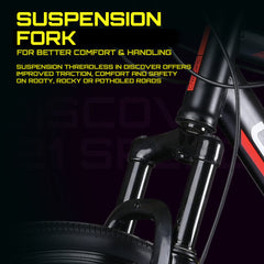 Cradiac Discover PRO 21 Speed Steel High Performance Gear Hybrid Cycles for Men with Front Suspension & Disc Brakes | Ideal for 15+ Years, Unisex, Frame Size : 18.5 Inch | 700 * 35C Tires