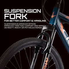 CROW - Spencer Hawk Single Speed | Blue | 27.5 INCH Mountain Bike | Dual DISC Brake | Suspension Fork | HITENSILE Steel Frame | Unisex MTB