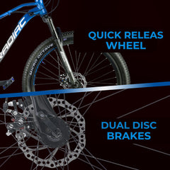 CRADIAC Top Gun Single Speed High Performance Steel Mountain Cycles for Men with Front Suspension & Dual Disc Brake| 26" T Non Geared MTB Bike | Ideal for 14+ Years, Unisex, Frame Size : 17 Inch