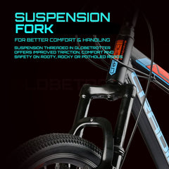 CRADIAC Globetrotter 21 Speed MTB, 26 Inch Steel Geared High Performance Mountain Cycle for Men with Front Suspension & Dual disc Brakes | Ideal for 12+ Years, Unisex, Frame Size - 18.5 Inch