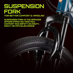 CROW - Spencer Hawk 21 Speed | Blue | 27.5 INCH Mountain Bike | Dual DISC Brake | Suspension Fork | HITENSILE Steel Frame | Unisex MTB