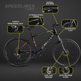 CROW - SPEEDLINER 7 Speed | 700 * 35C Hybrid | 7 Gear Hybrid Cycle | Dual Disc Brakes | Suspension Fork | HITENSILE Steel Frame | Unisex