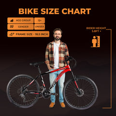 CRADIAC Stinger X7-21 Speed Cycle for Men with Dual Disc Brakes & Front Suspension Fork, 29 T 21 Speed Bicycle for Adults with Hitensile Steel Frame, Ideal for 12+ Years Unisex, 18.5 Inch Frame