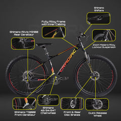 CRADIAC - Storm | 27 Speed Gear Mountain Bike | Zoom MASERA Lockout Suspension | 29" Inch MTB Cycle| Hydraulic Disc Brake | 6061 Alloy Frame | for 15+ Years Men/Boys/Girls/Women