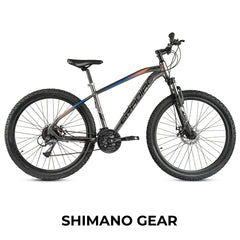 Cradiac XC 900 GEN 3-24 Speed 6061 Alloy Cycle 27.5 T 24 Geared Bicycle for Men with Zoom Lockout Suspension & Dual Disc Brake Mountain Bike | for 14+ Years, Unisex, Frame Size : 18 Inch, Grey