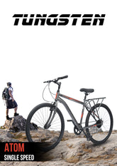 TUNGSTEN - Atom Single Speed | 26 inch Mountain Bike | Integrated Carrier | Rigid Fork | Ideal for 12+ Years | Unisex