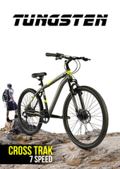 TUNGSTEN - Cross Trak 7 Speed | 26" inch Mountain Bike | Hi-Tensile Steel Frame | Dual Disc Brake | Front Suspension Fork | Unisex MTB