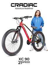 CRADIAC XC 90 21 Speed High Performance Steel Mountain Cycles for Men with Front Suspension & Dual Disc Brake| 27.5 T 21 Geared MTB Bike | Ideal for 14+ Years, Unisex, Frame Size : 18.5 inch