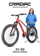 Cradiac XC 90 Single Speed High Performance Steel Mountain Cycles for Men with Front Suspension & Dual Disc Brake MTB Bike 27.5 T | Ideal for 14+ Years, Unisex, Frame Size : 18.5 inch