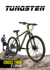 TUNGSTEN - Cross Trak 21 Speed | 26" inch Mountain Bike | Hi-Tensile Steel Frame | Dual Disc Brake | Front Suspension Fork | Unisex MTB