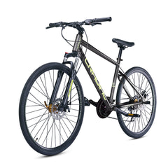 Cradiac Gunner PRO 21 Speed 6061 Alloy Hybrid Cycle 21 Geared Bicycle for Men with Front Lockout Suspension & Disc Brake Hybrid Bike | Ideal for 15+ Years, Unisex, Frame Size : 18.5 Inch, Grey