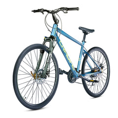 Cradiac Gunner PRO MAX 21 Speed 6061 Alloy Hybrid Cycle 21 Geared Bicycle for Men with Zoom Lockout Suspension & Dual Disc Brake Hybrid Bike | for 15+ Years, Unisex, Frame Size : 18.5 Inch, Teal Blue