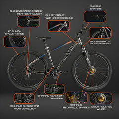 CRADIAC - XC 900 GEN 4 | 24 Gear Cycle for Boys | 27.5 INCH Alloy Cycle for Men | 24 Speed Mountain Bike with Aluminium Frame, Disc Brakes & Zoom Lockout Suspension | Hydraulic Disc Brakes