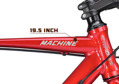 Cradiac Machine LITE 21 Speed 6061 Alloy Hybrid Cycle 21 Geared Bicycle for Men with Rigid Fork & Dual Disc Brake Hybrid Bike | Ideal for 15+ Years, Unisex, Frame Size : 19.5 Inch, Metalic Red